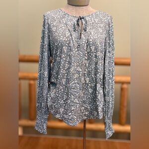 Lucky Brand Floral Keyhole Peasant Top – Size M